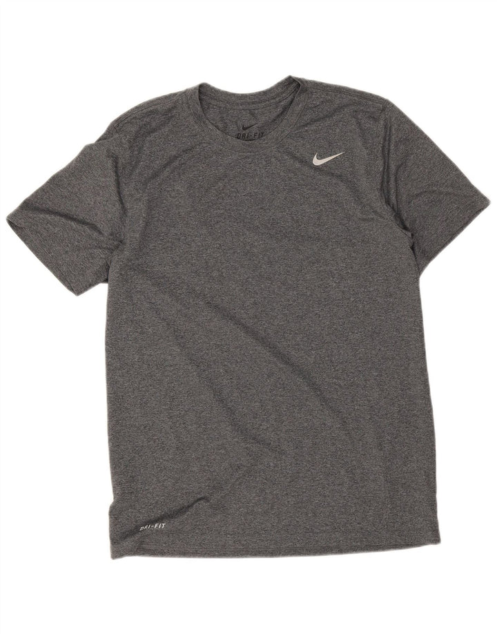 Nike Mens Dri Fit T-Shirt Top Large Grey Flecked Polyester