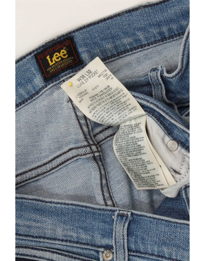 Lee Womens Luke Distressed Slim Jeans W36 L32 Blue Cotton