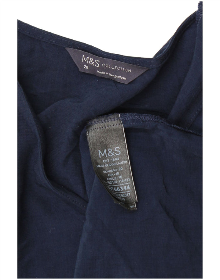Marks & Spencer Womens Blouse Top UK 20 2XL Navy Blue Viscose