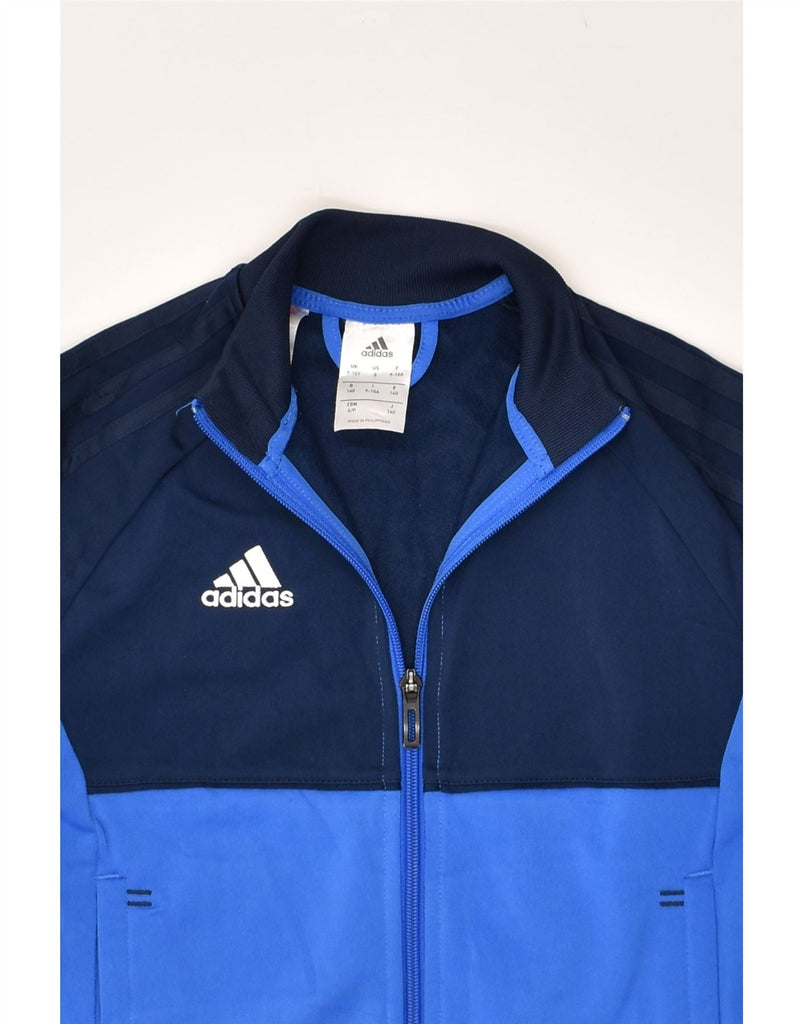 ADIDAS Boys Graphic Tracksuit Top Jacket 9-10 Years Blue Colourblock | Vintage Adidas | Thrift | Second-Hand Adidas | Used Clothing | Messina Hembry 