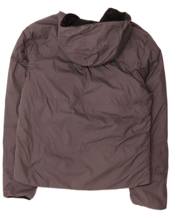 Kappa Womens Hooded Reversible Padded Jacket UK 14 Medium Grey Nylon
