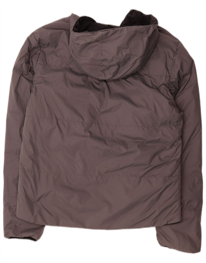 Kappa Womens Hooded Reversible Padded Jacket UK 14 Medium Grey Nylon