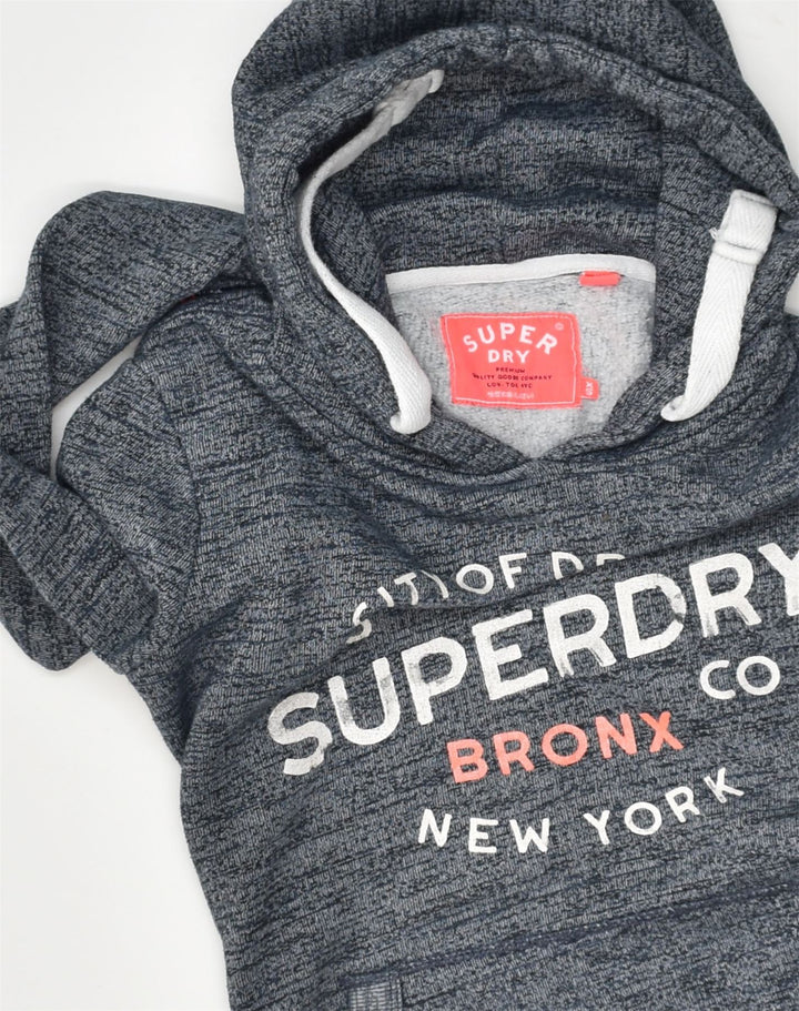 SUPERDRY Womens Graphic Hoodie Jumper UK 6 XS Grey Cotton | Vintage Superdry | Thrift | Second-Hand Superdry | Used Clothing | Messina Hembry 