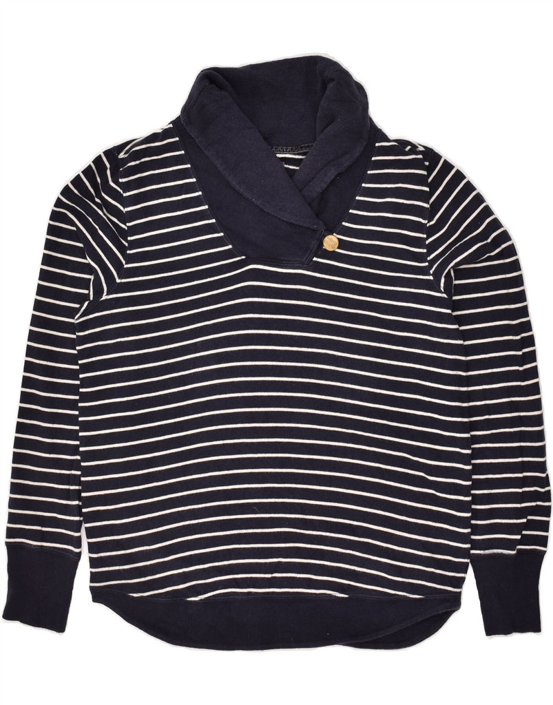 JOULES Womens Shawl Neck Sweatshirt Jumper UK 12 Medium  Navy Blue Striped | Vintage Joules | Thrift | Second-Hand Joules | Used Clothing | Messina Hembry 