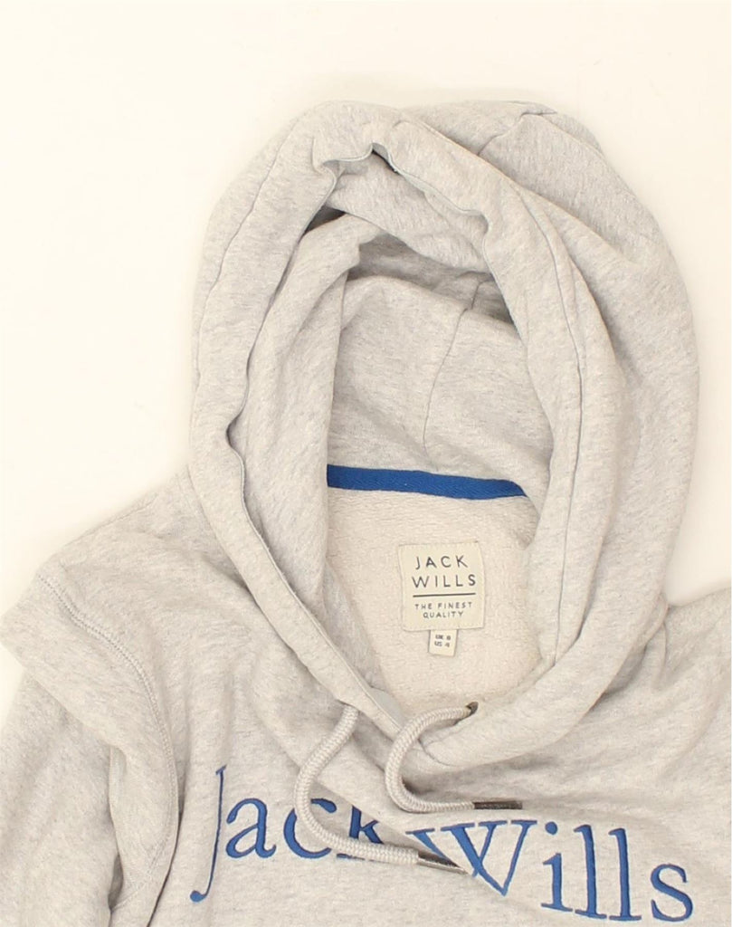 JACK WILLS Womens Graphic Hoodie Jumper UK 8 Small  Grey Cotton | Vintage Jack Wills | Thrift | Second-Hand Jack Wills | Used Clothing | Messina Hembry 