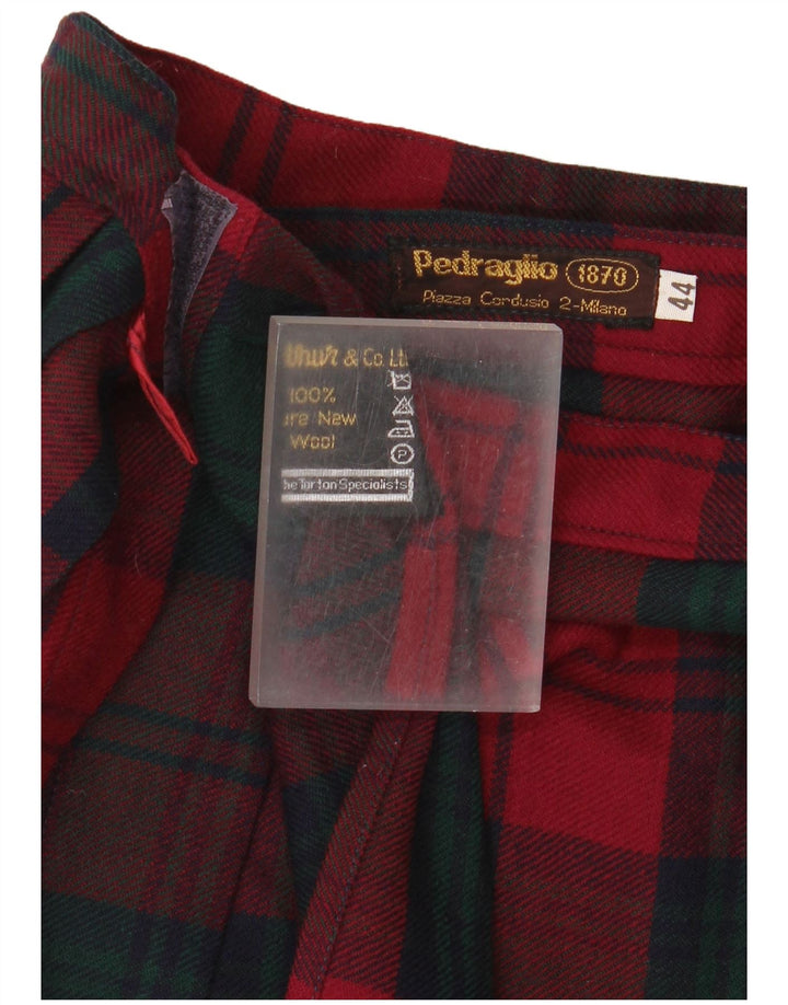 Vintage Womens Pleated Wrap Skirt IT 44 Medium W26 Red Check New Wool