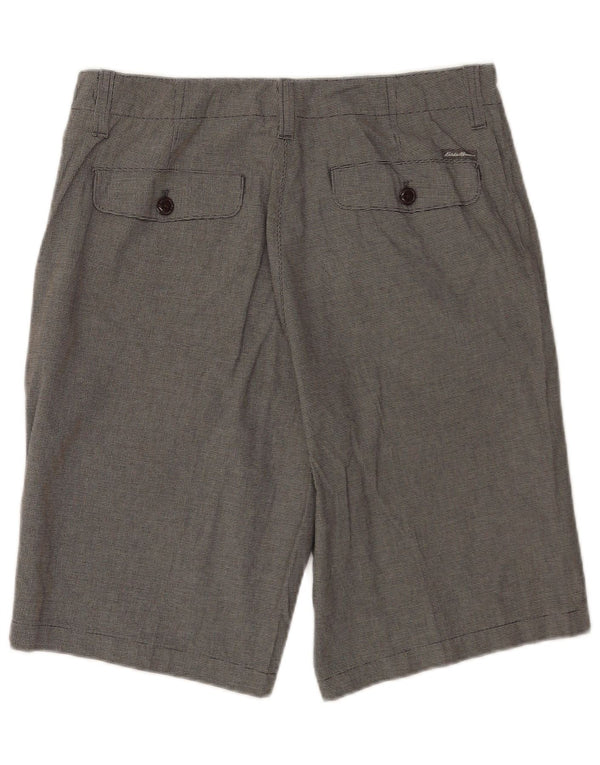 Eddie Bauer Mens Chino Shorts W33 Medium Grey Houndstooth Cotton