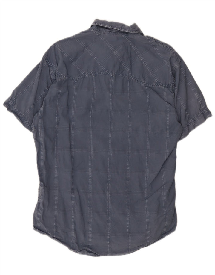 Marlboro Classics Mens Short Sleeve Shirt Large Blue Check Cotton