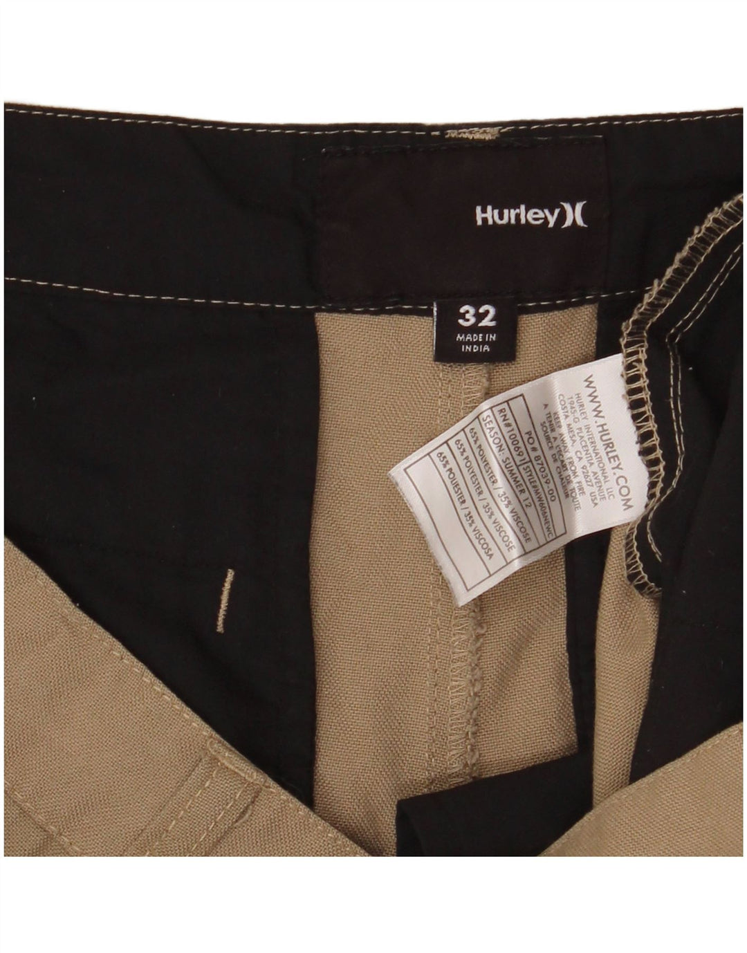 HURLEY Mens Chino Shorts W32 Medium Beige Polyester