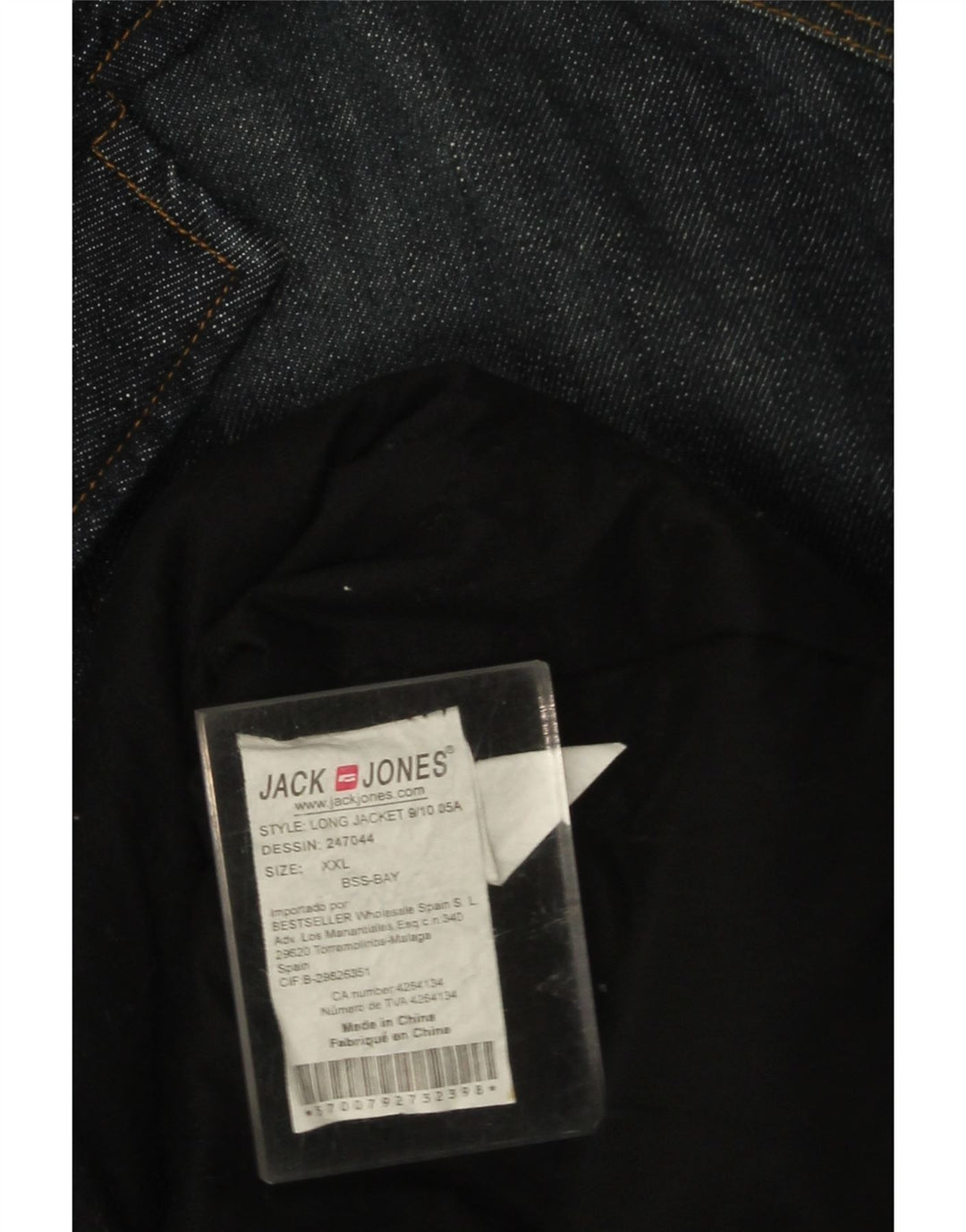 Jack & Jones Mens Denim Coat UK 44 2XL Navy Blue Cotton