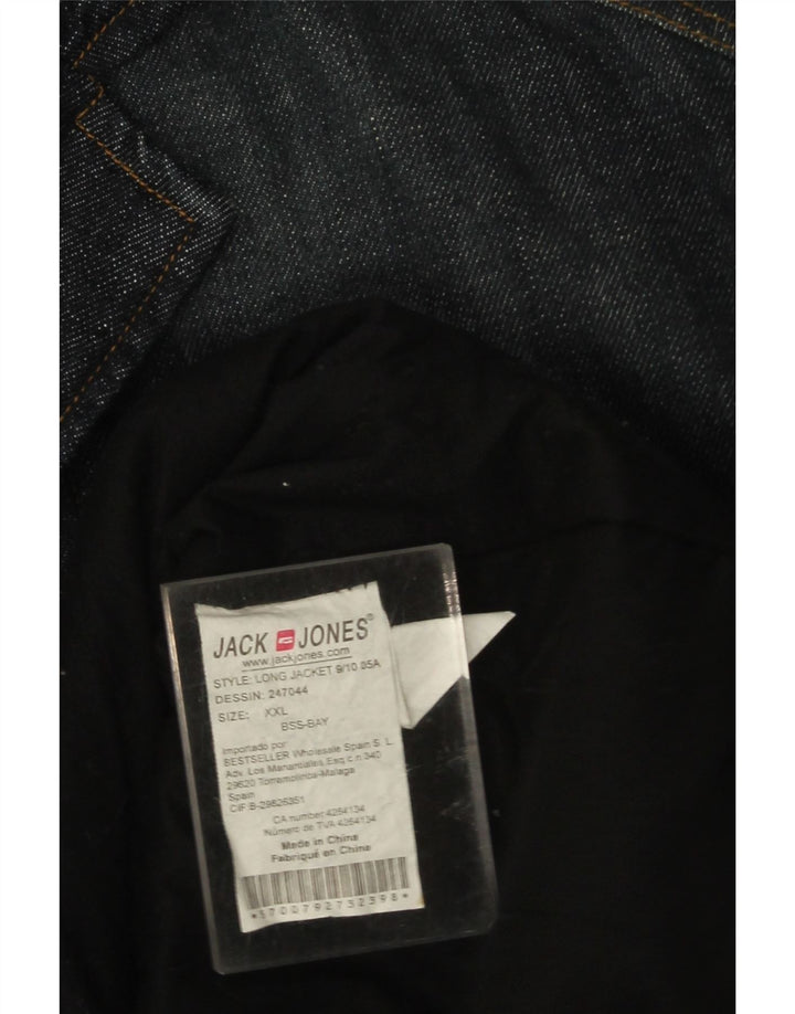 Jack & Jones Mens Denim Coat UK 44 2XL Navy Blue Cotton