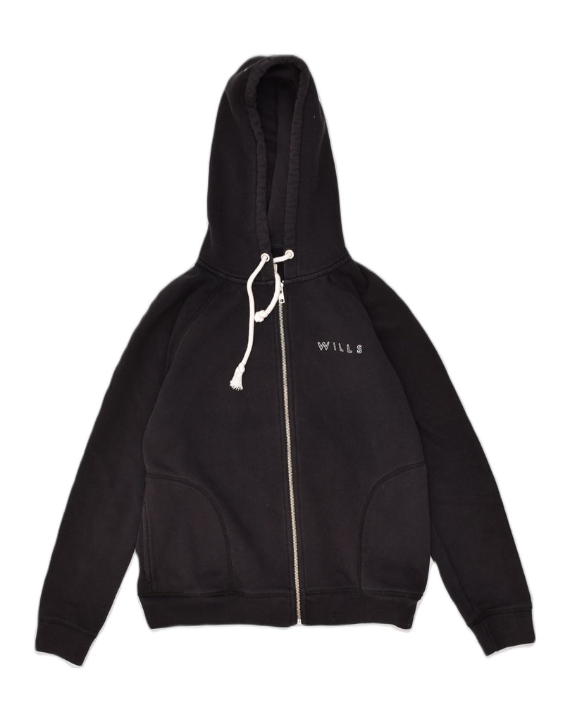 JACK WILLS Womens Loose Fit Zip Hoodie Sweater UK 10 Small  Black Cotton | Vintage Jack Wills | Thrift | Second-Hand Jack Wills | Used Clothing | Messina Hembry 