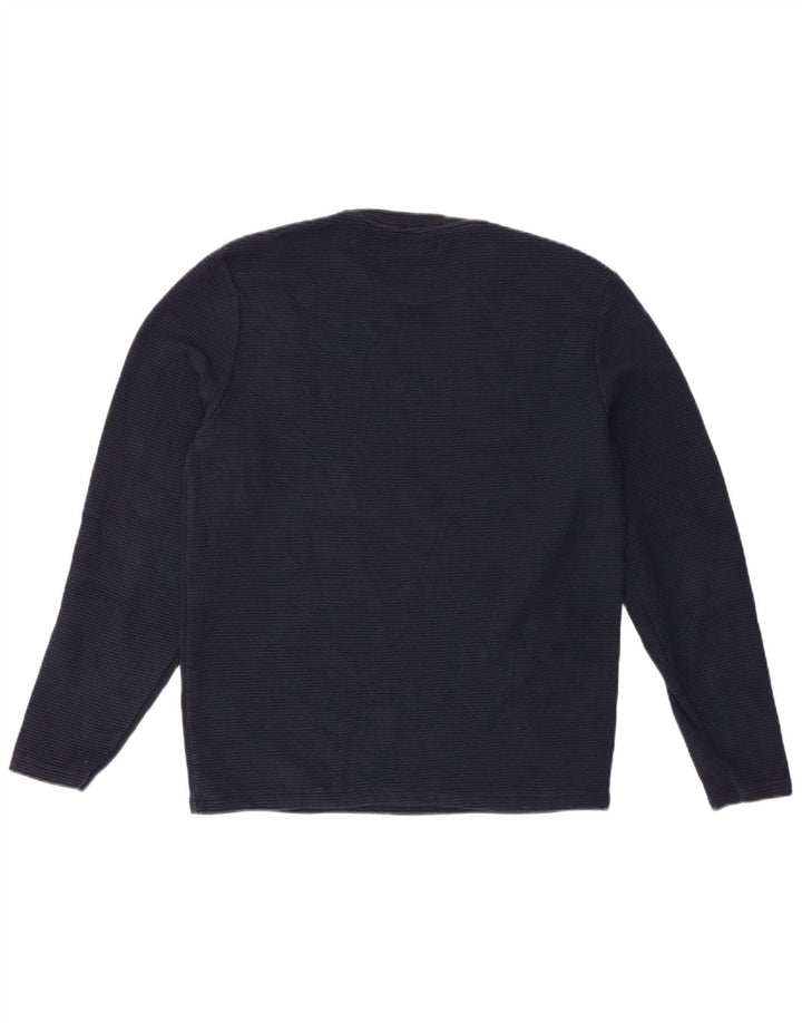 Zara Mens Crew Neck Jumper Sweater Large Navy Blue Cotton