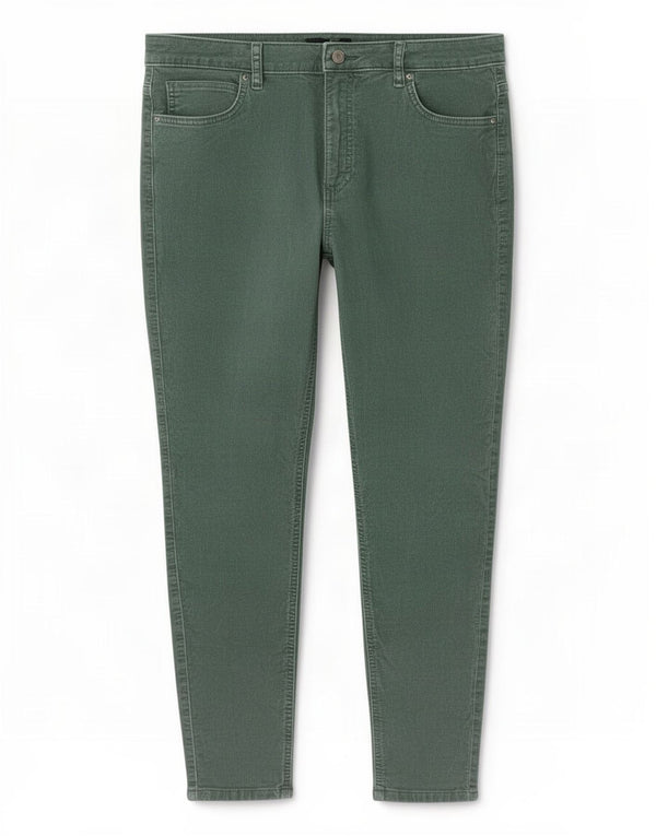 Marks & Spencer Womens Crop Skinny Corduroy Trousers UK 18 XL W36 L26 Green