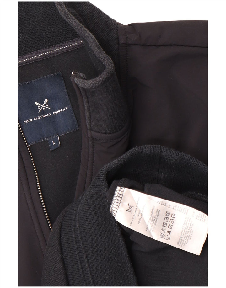CREW CLOTHING Mens Zip Neck Sweatshirt Jumper Large Black Colourblock