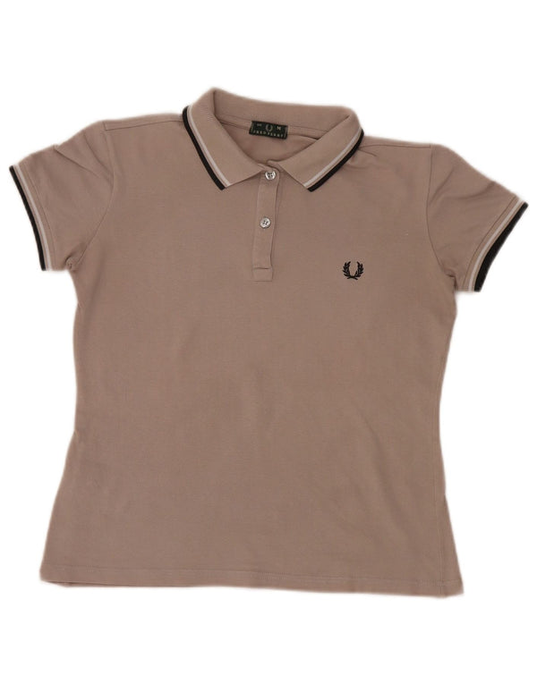 Fred Perry Womens Polo Shirt UK 12 Medium Grey Cotton