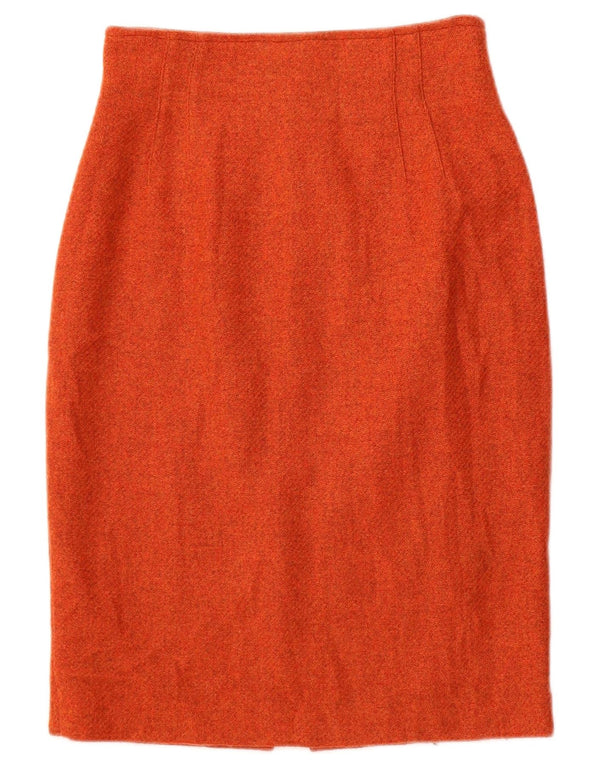 Mazzonetto Womens High Waist Pencil Skirt IT 42 Medium W24 Orange Wool