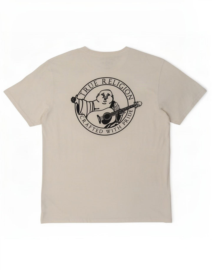 True Religion Mens Graphic T-Shirt Top XL White Cotton