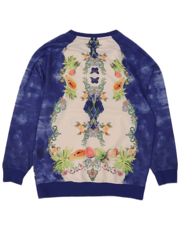 Adidas Womens Graphic Oversized Sweatshirt Jumper UK 10 Small Blue
