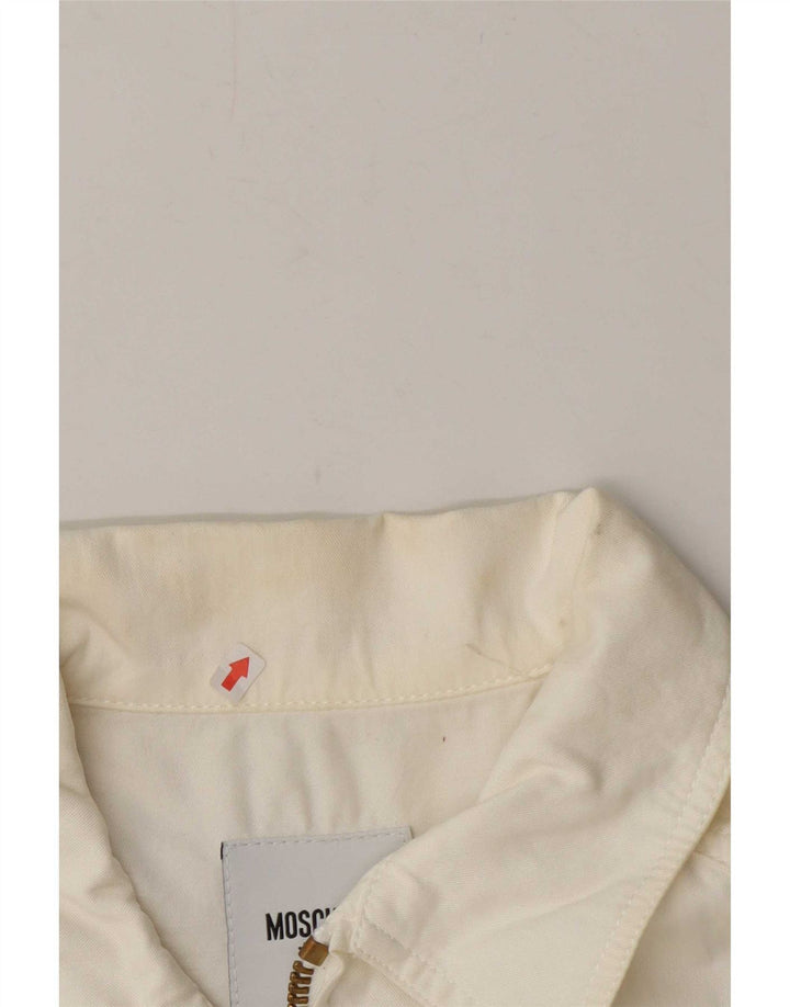 Moschino Womens Bomber Jacket UK 12 Medium Off White Cotton