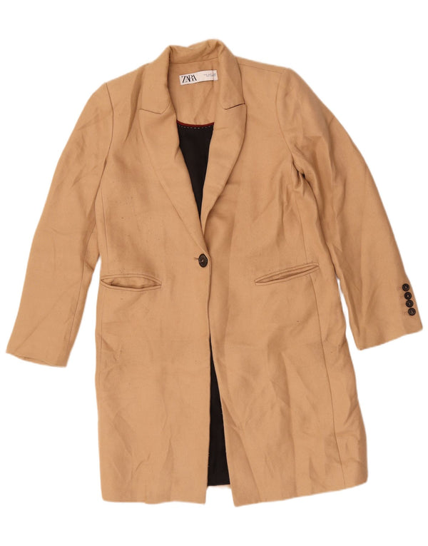 Zara Womens Oversized Blazer Jacket UK 10 Small Beige