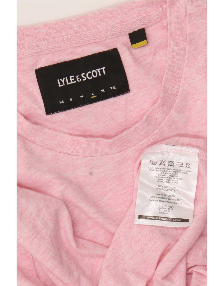 Lyle & Scott Mens T-Shirt Top Large Pink Flecked Cotton
