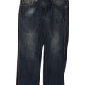 Datch Mens Distressed Straight Jeans W36 L30 Navy Blue Cotton