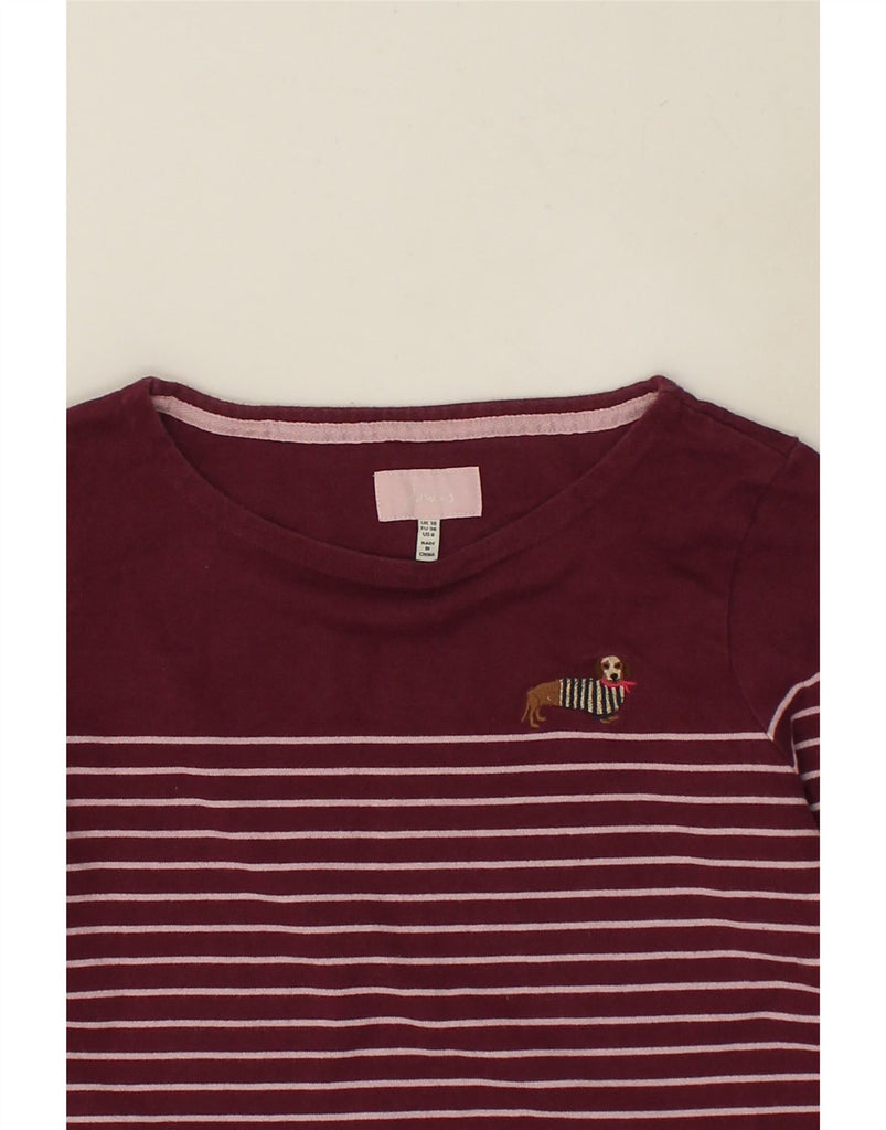 JOULES Womens Top Long Sleeve UK 10 Small Maroon Striped Cotton | Vintage Joules | Thrift | Second-Hand Joules | Used Clothing | Messina Hembry 