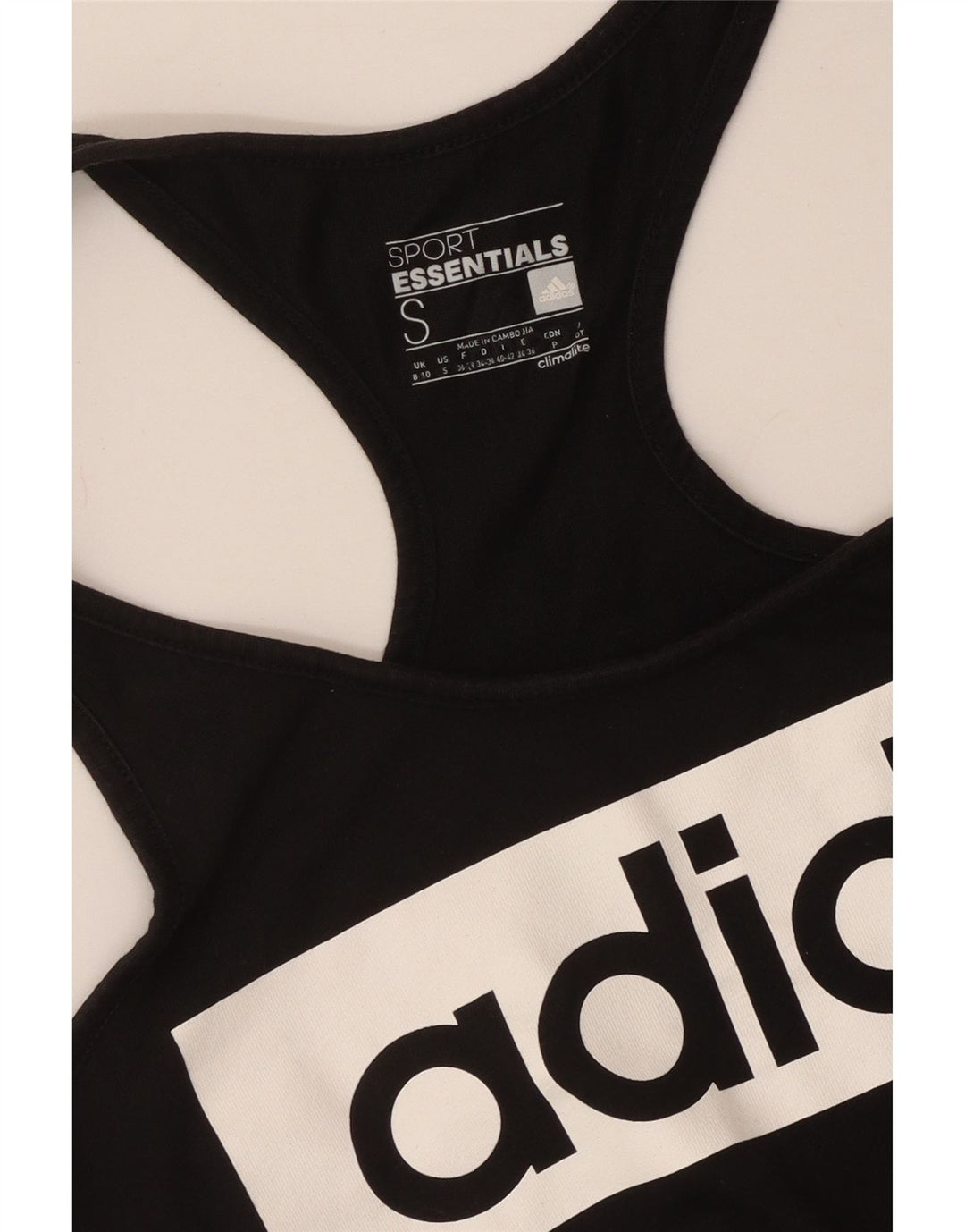 ADIDAS Womens Climalite Graphic Vest Top UK 8/10 Small Black