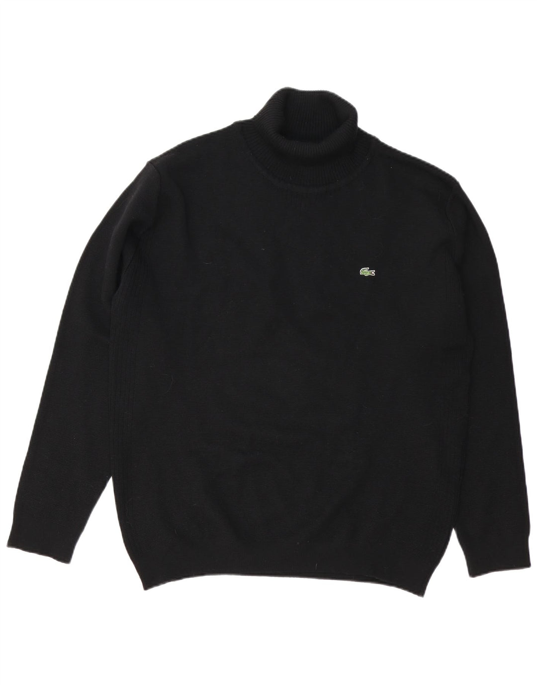 Lacoste Mens Roll Neck Jumper Sweater Size 8 3XL Black Wool