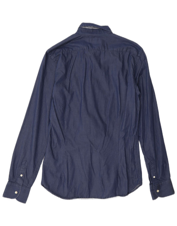 La Martina Mens Graphic Slim Fit Shirt Small Navy Blue Cotton