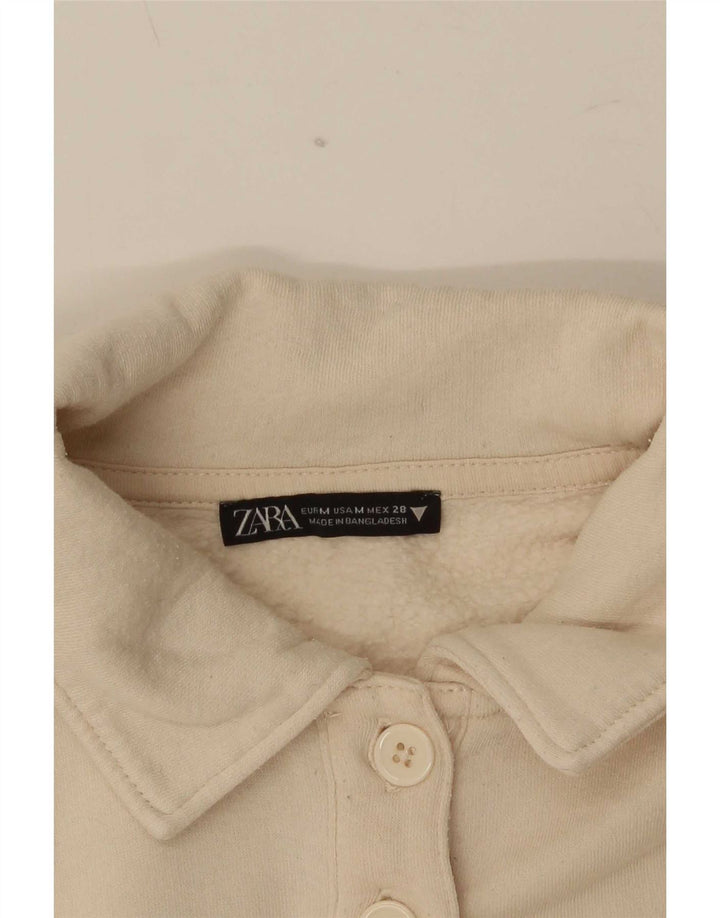 Zara Womens Polo Neck Sweatshirt Jumper UK 14 Medium Beige