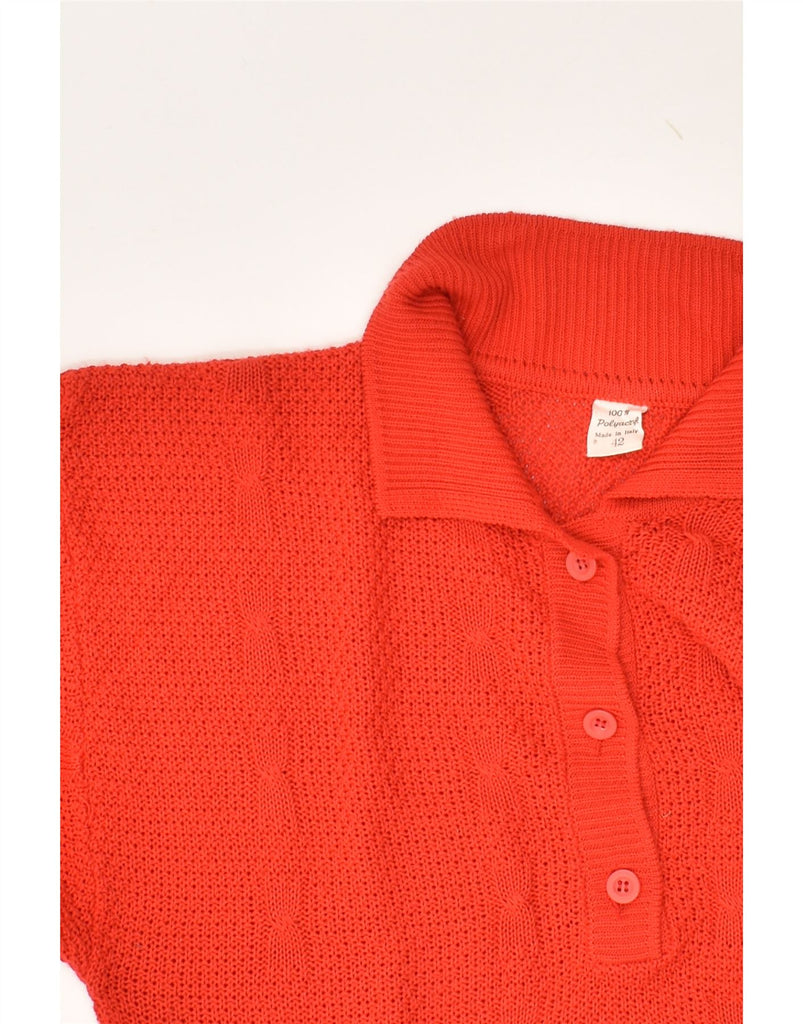 VINTAGE Womens Polo Neck Jumper Sweater IT 42 Medium Red Polyacrylic | Vintage Vintage | Thrift | Second-Hand Vintage | Used Clothing | Messina Hembry 