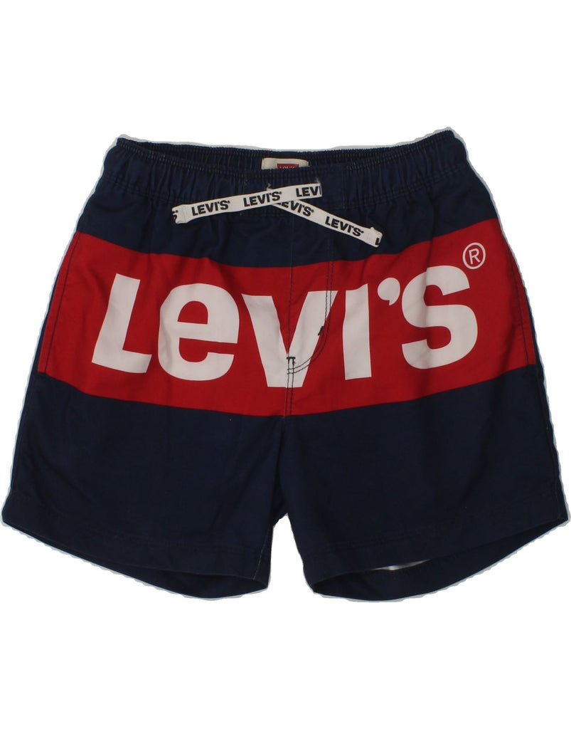 LEVI'S Boys Graphic Swimming Shorts 8-9 Years Navy Blue Colourblock | Vintage Levi's | Thrift | Second-Hand Levi's | Used Clothing | Messina Hembry 