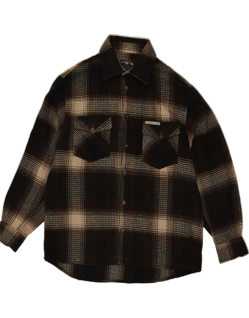 CASSUCI Mens Flannel Shirt Medium Brown Check | Vintage Cassuci | Thrift | Second-Hand Cassuci | Used Clothing | Messina Hembry 