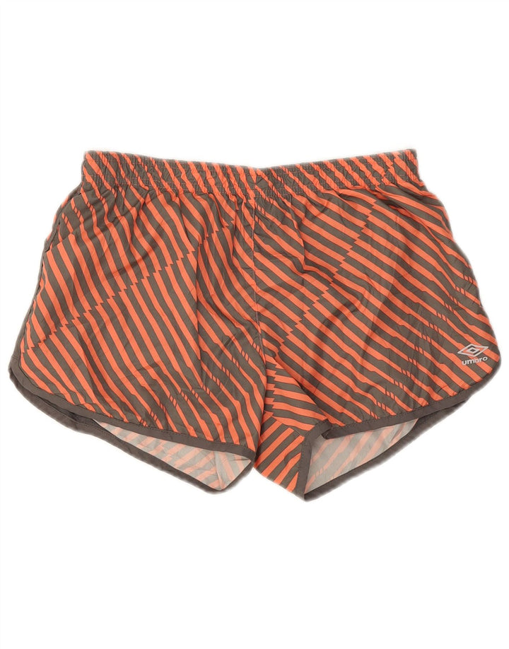 Umbro Mens Sport Shorts Medium Orange Striped Polyester
