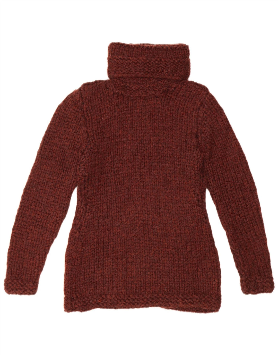 Vintage Womens Roll Neck Jumper Sweater UK 10 Small Burgundy