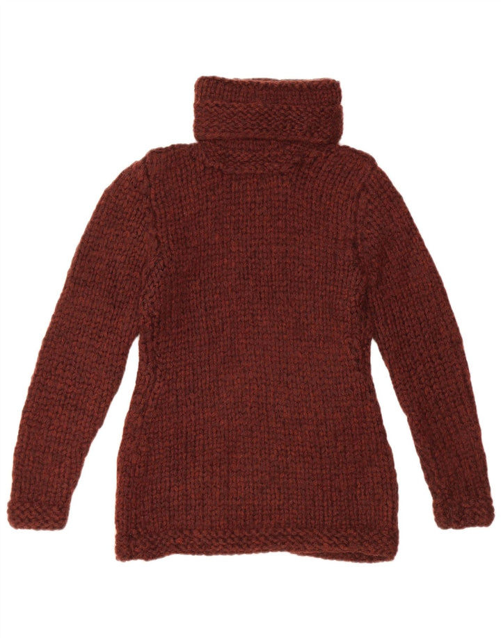Vintage Womens Roll Neck Jumper Sweater UK 10 Small Burgundy
