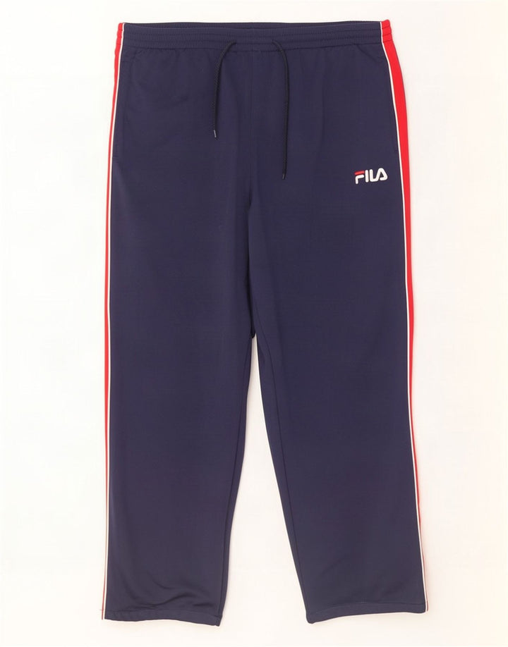 Fila Mens Tracksuit Trousers XL Navy Blue Colourblock Polyester
