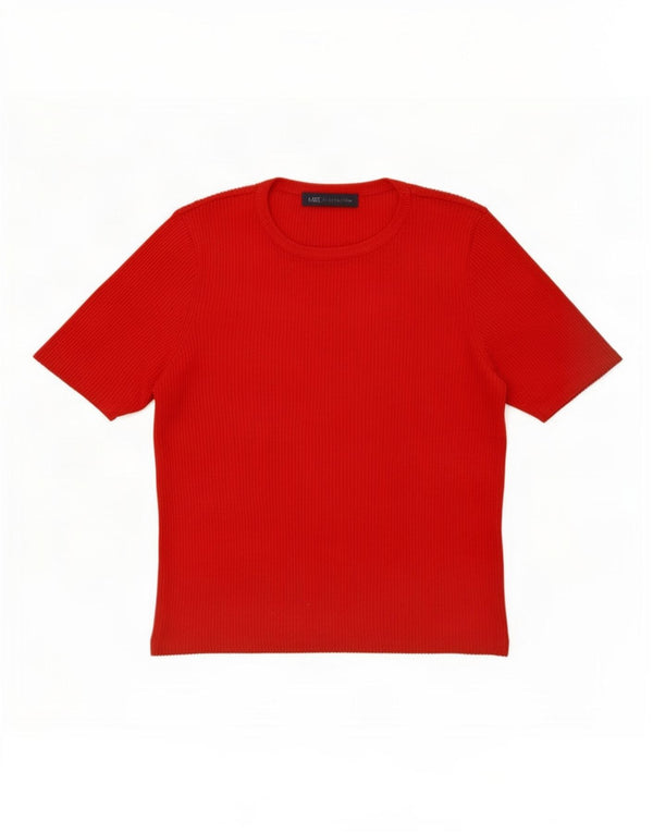 Marks & Spencer Womens Crop T-Shirt Top UK 16 Large Red Viscose