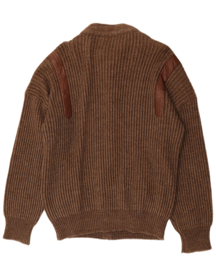 Vintage Mens Cardigan Sweater Large Brown