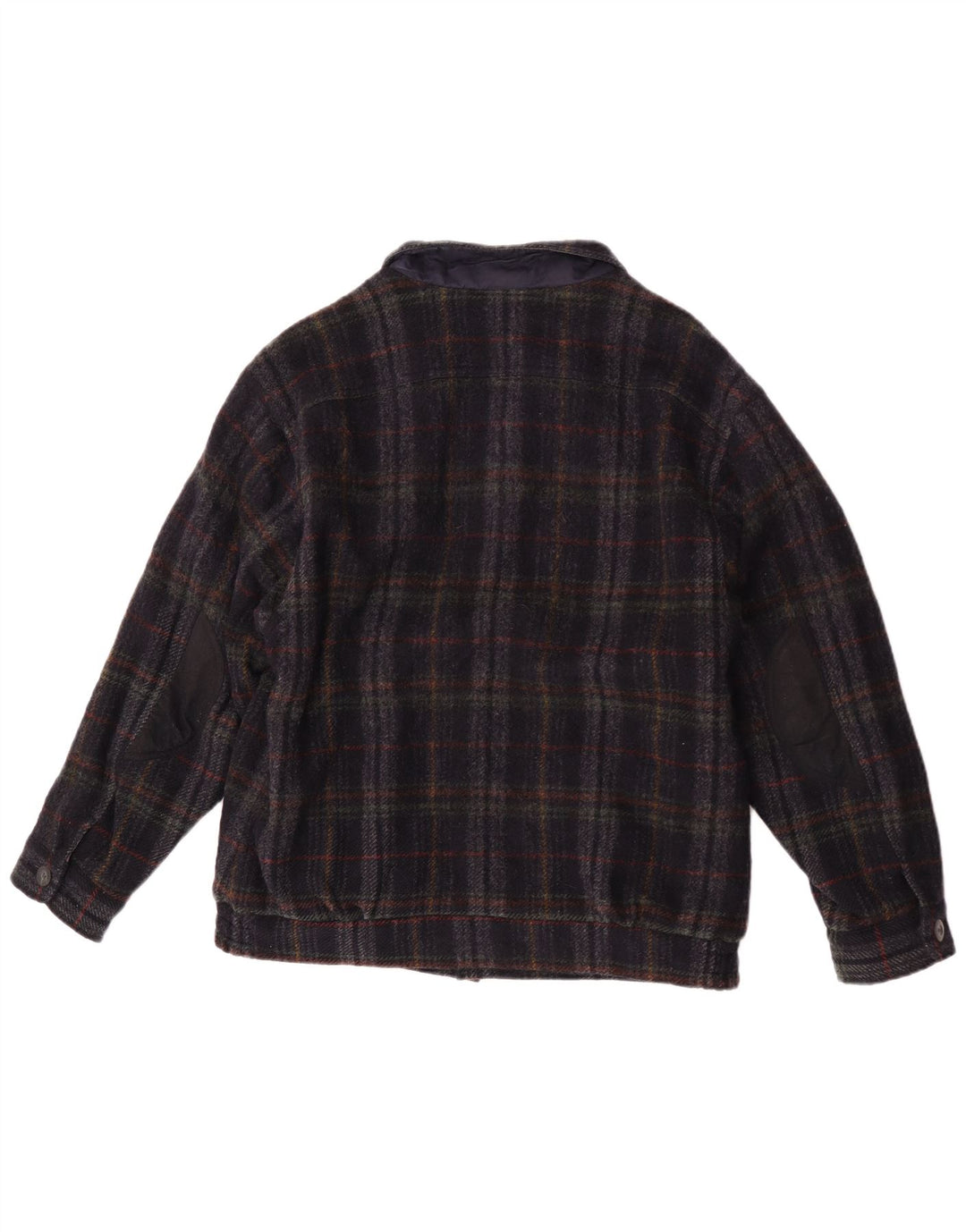 Vintage Mens Bomber Jacket UK 36 Small Navy Blue Check New Wool