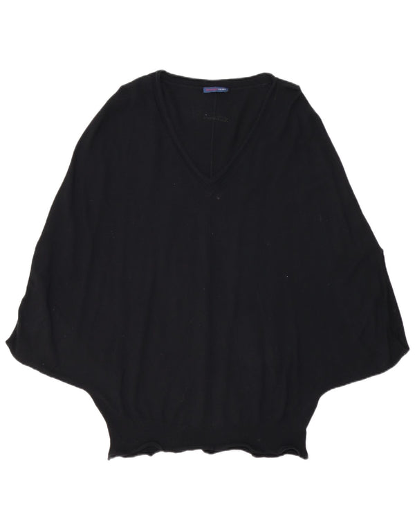 TRUSSARDI JEANS Womens Poncho Jumper UK 14 Medium Black Viscose