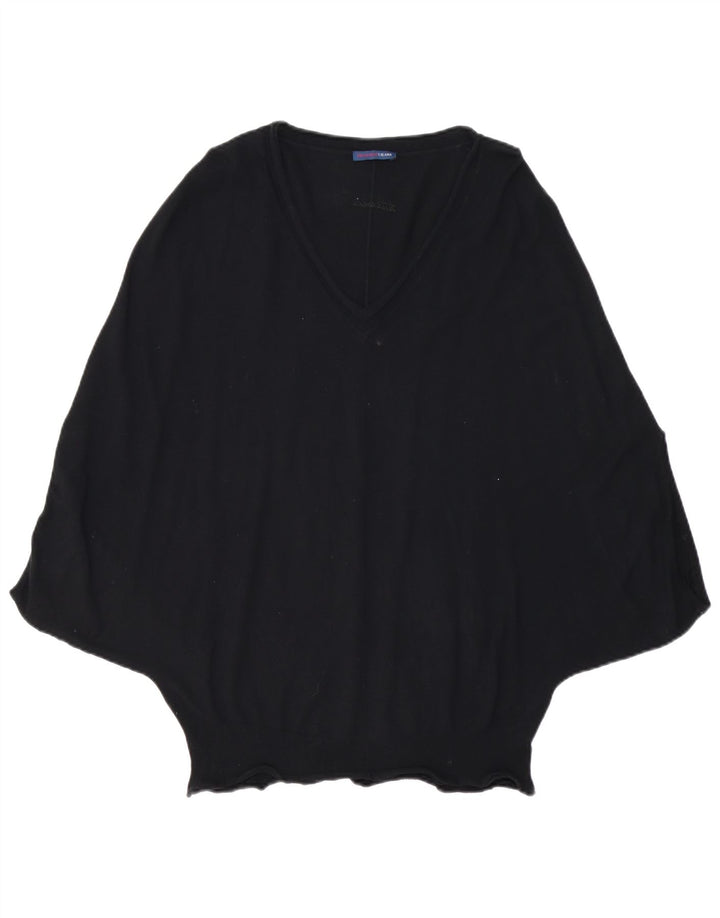 TRUSSARDI JEANS Womens Poncho Jumper UK 14 Medium Black Viscose