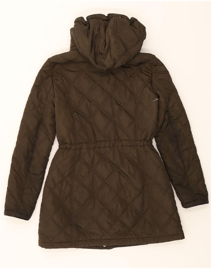 DKNY Womens Hooded Quilted Jacket UK 10 Small Khaki Polyester Vintage Dkny and Second-Hand Dkny from Messina Hembry 