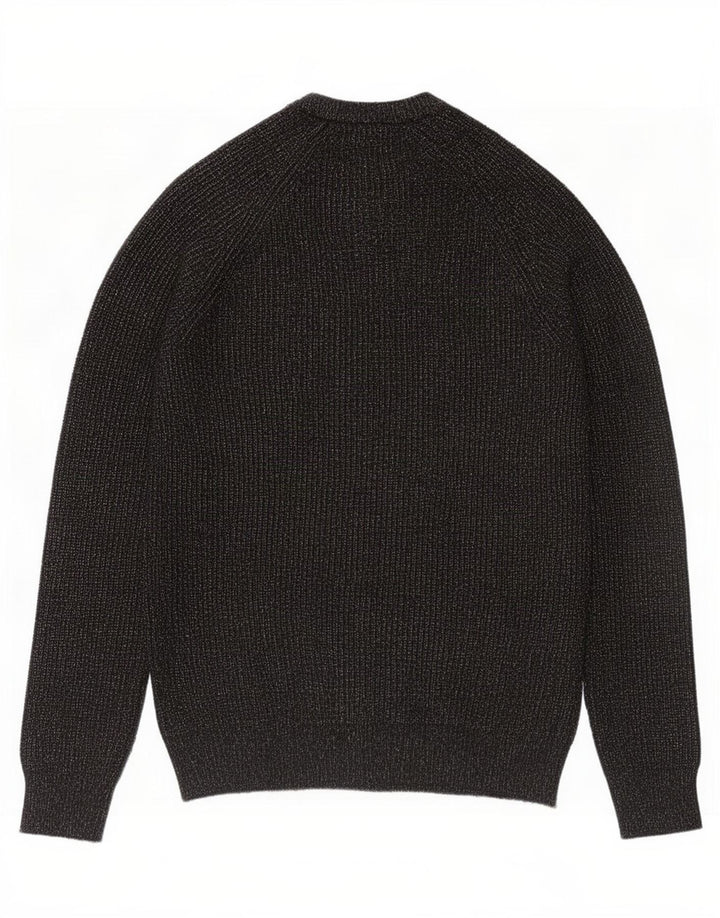 Marks & Spencer Mens Crew Neck Jumper Sweater Small Black Flecked Polyamide