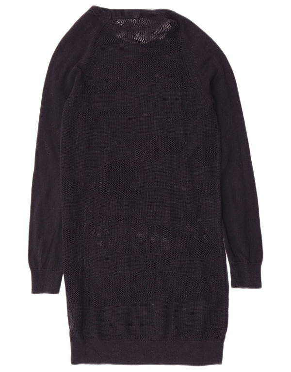 All Saints Womens See Through Long Sleeve Jumper Dress UK 8 Small Navy Blue