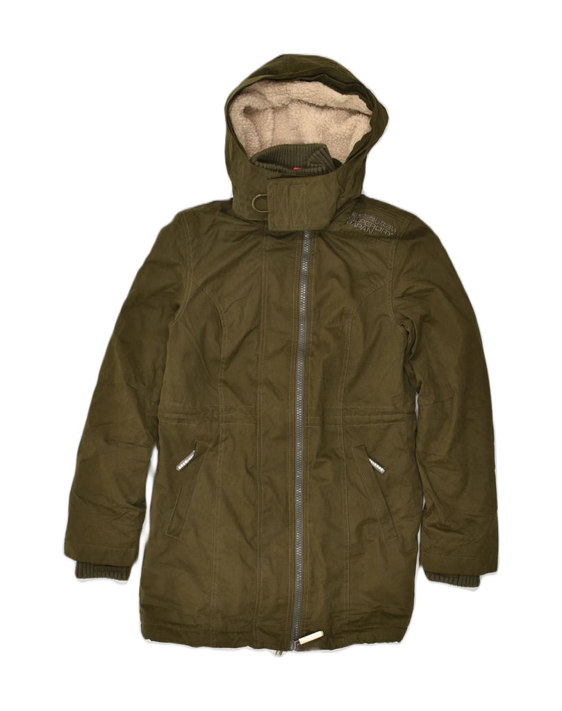 SUPERDRY Womens Windparka Hooded Parka Jacket UK 10 Small Khaki Polyester | Vintage Superdry | Thrift | Second-Hand Superdry | Used Clothing | Messina Hembry 