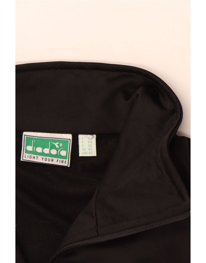 DIADORA Mens Tracksuit Top Jacket UK 42 Large Black Polyester