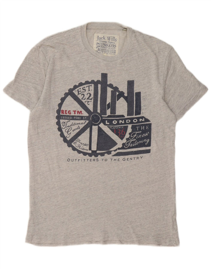 Jack Wills Mens Graphic T-Shirt Top XS Grey Cotton
